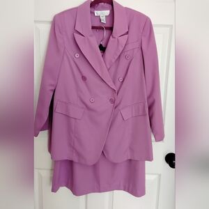 Allison Woods Double-Breasted Lavender Blazer and Skirt Set